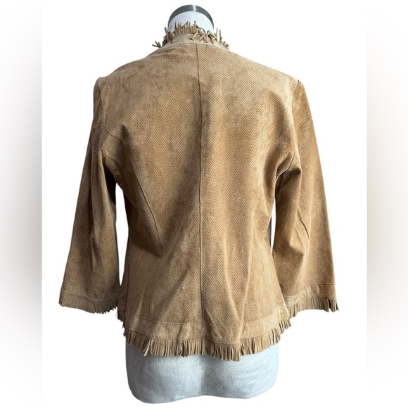 Chicos Lexi Fringe Suede Leather Jacket Saddle Tan NWT Size small - Picture 6 of 8
